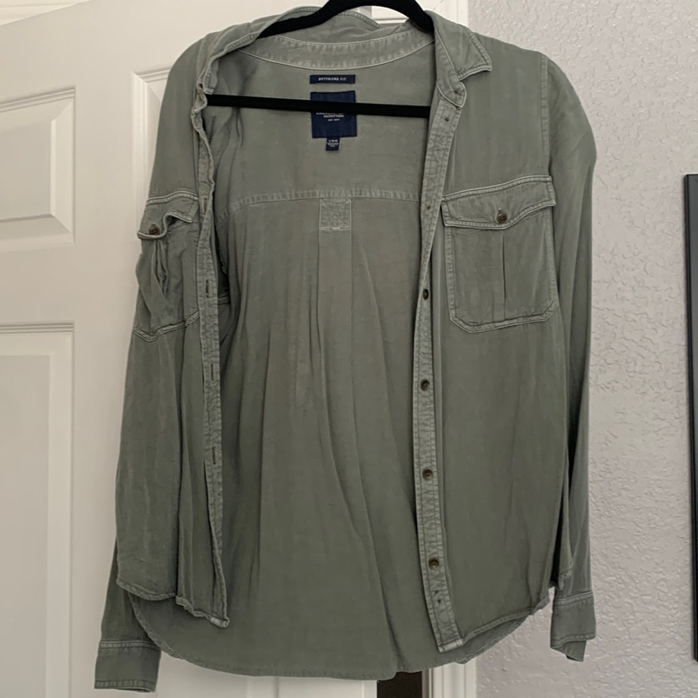 Olive green button up shirt